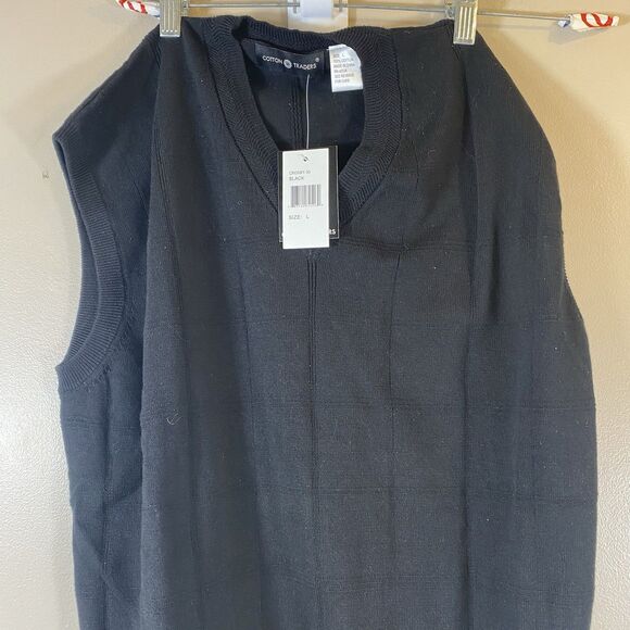 Cotton Traders Sweater Vest Mens  Large Pullover Black Golf  Sleeveless - Picture 1 of 11